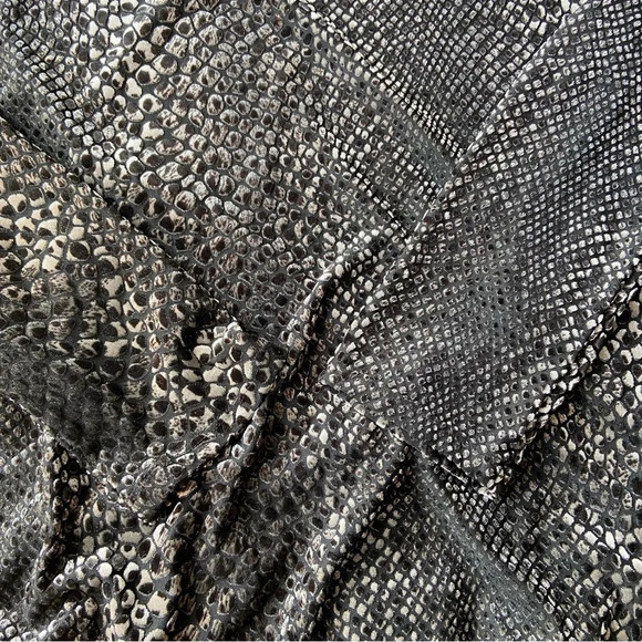 RACHEL ROY Black Snakeskin Print Gathered Textured Dress - Picture 10 of 16